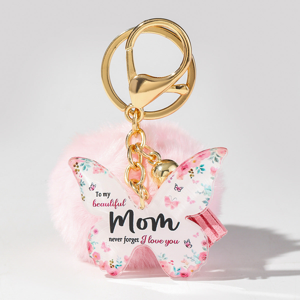 Wholesale Floral Butterfly Keychain Unique Plush Pom Poms and Tassel Gifts for Mom and Grandma
